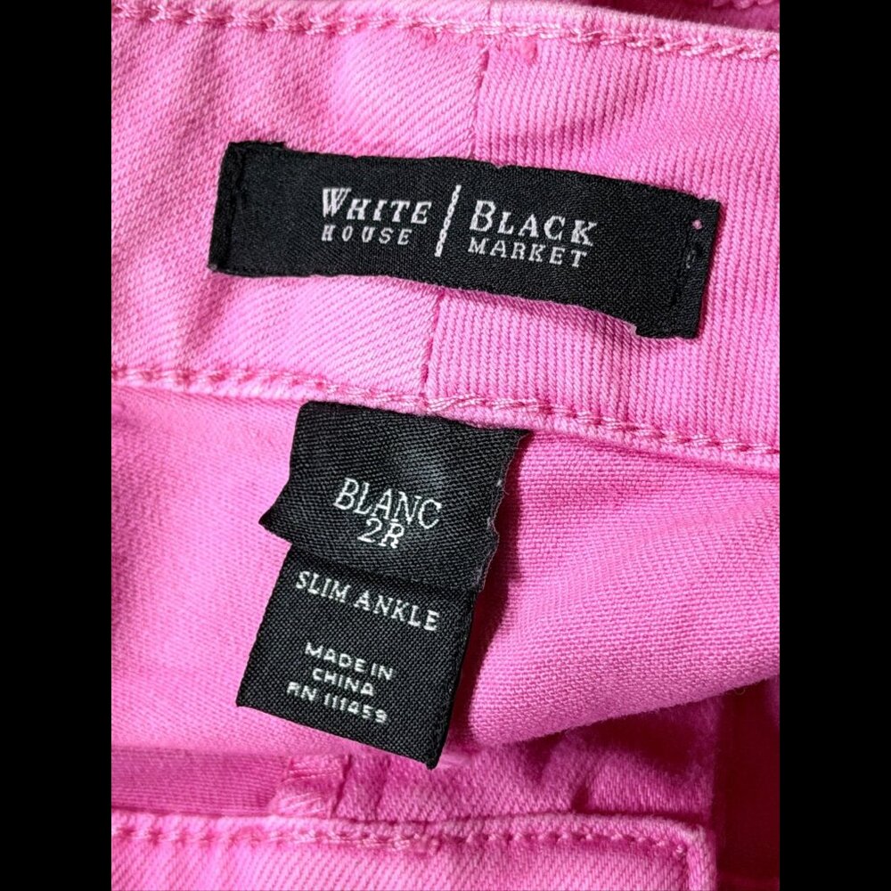 White House Black Market Pants 2R Womens Pink Skinny Denim Slim Ankle Stretch - Picture 8 of 9